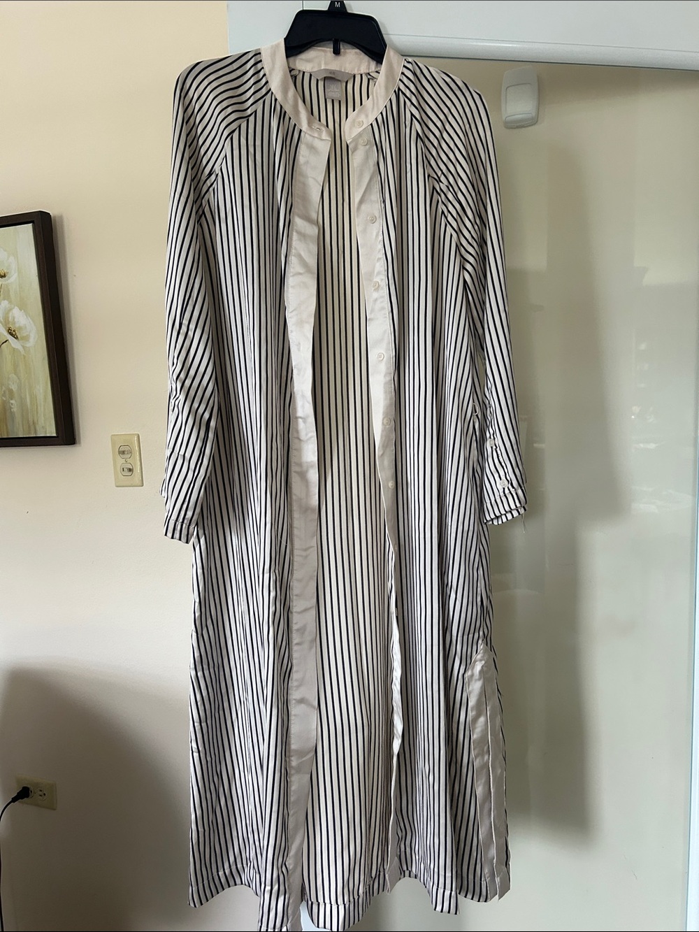 H&M Striped Longline Women’s Coatigan - White/Black Small